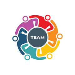 Teamwork People Group Holding in Arms because of hard Work in the making logo design