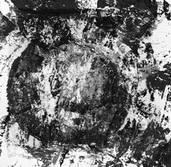 Abstract black and white color acrylic and watercolor painting. Monoprinting template. Canvas texture background.