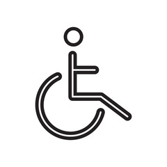 Disability Line Icon. Disabled Person Sign. Hotel Service, wheel chair