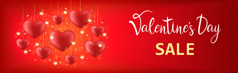 The 14th of February Valentines day sale background with balloons heart pattern. Vector illustration. Wallpaper, flyers, invitation, posters, brochure, banners.