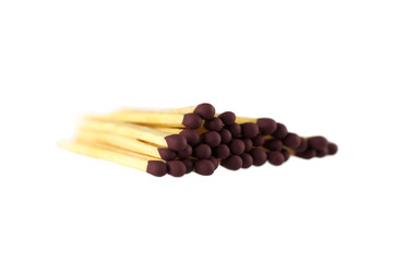 Pile of matches isolated on white background