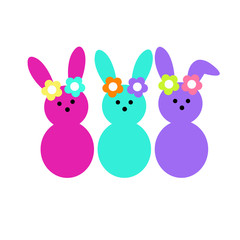 multi-colored easter rabbit with flowers