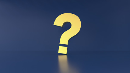 question mark in front of a red color wall background. Business support concept - 3D Rendering.