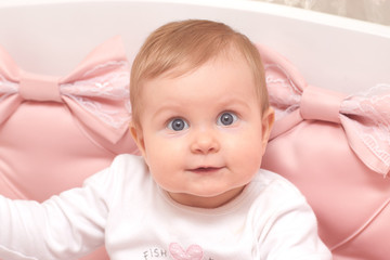 little girl with big blue eyes