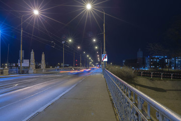 Wrocław nocą. Most Trzebnicki.