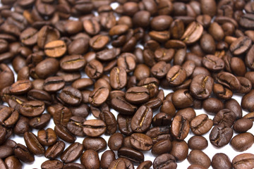 Scattered coffee beans background, coffee concept