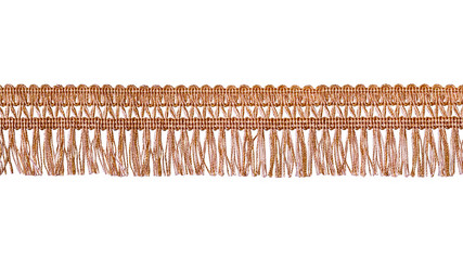 The fringe is beige. Isolated on a white background. Decor, design, decoration, texture.