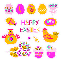 Collection on easter symbol. Graphic design elements. Template for easter card