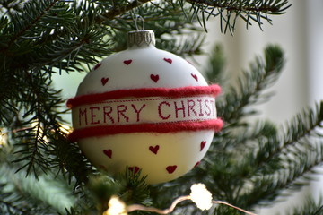 Christmas baubles in a christmas tree
