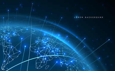 World map network connection lines background
