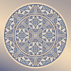 Abstract geometric seamless pattern.  Decorative plate and mandala for interior design. Home decor. porcelain design.