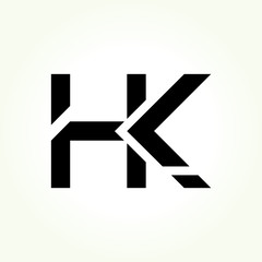letter HK Logo Design Linked Vector Template With Black. Initial HK Vector Illustration