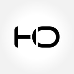 letter HO Logo Design Linked Vector Template With Black. Initial HO Vector Illustration