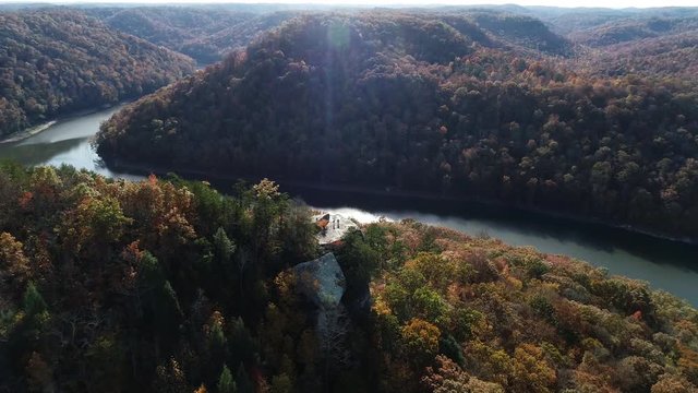 View from Buzzard Rock in Daniel Boone National Forest, wide aerial