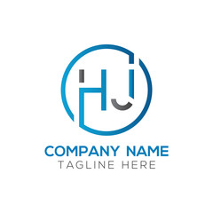 letter HJ Logo Design Linked Vector Template With Blue And Black. Initial HJ Vector Illustration