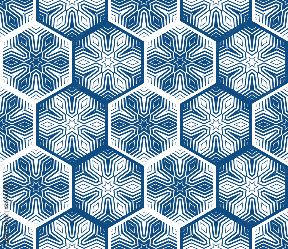 Poster abstract seamless geometric pattern. some forms smoothly transform into other forms. kaleidoscope of