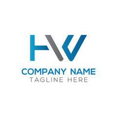 letter HW Logo Design Linked Vector Template With Blue And Black. Initial HW Vector Illustration