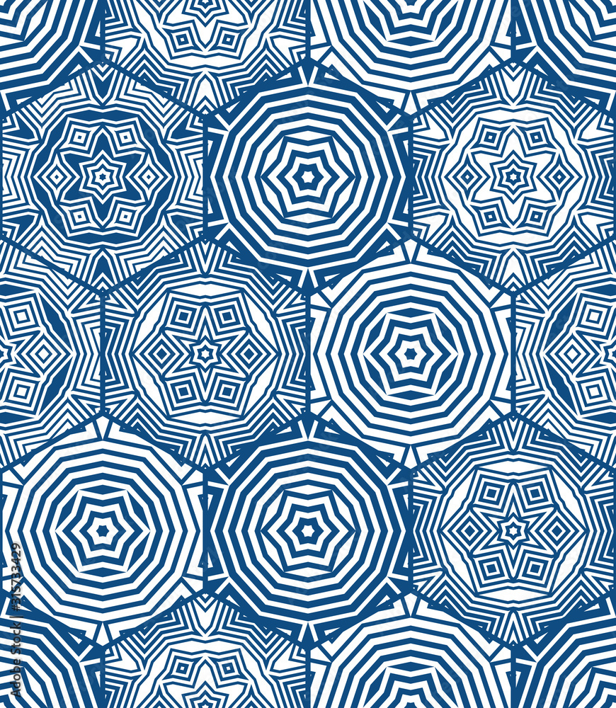 Poster abstract seamless geometric pattern. some forms smoothly transform into other forms. kaleidoscope of