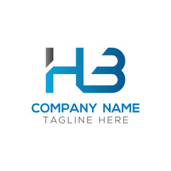letter HB Logo Design Linked Vector Template With Blue And Black. Initial HB Vector Illustration