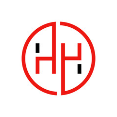 letter HH Logo Design Linked Vector Template With Red And Black. Initial HH Vector Illustration