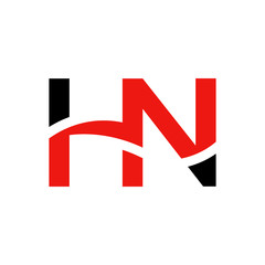 letter HN Logo Design Linked Vector Template With Red And Black. Initial HN Vector Illustration