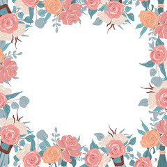 pink and blue wedding vector frame