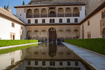 Naklejka premium Patio of Nasrid moresque palace of Alhambra. The palace is UNESCO World Heritage and the official number one travel destination of Spain.