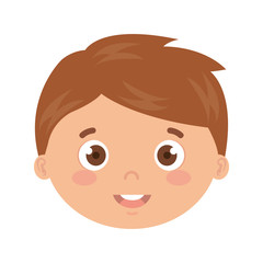 head of boy smiling on white background