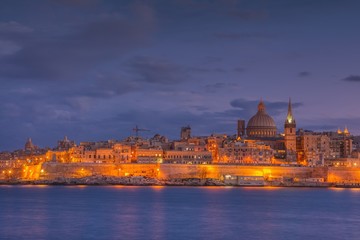 Fototapeta na wymiar Valletta Skyline in the Evening, Malta.
