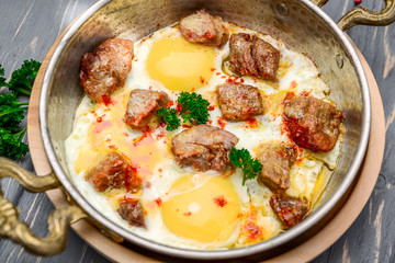 Homemade Hearty Breakfast Skillet with Eggs and Bacon