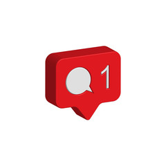 3d red comment vector icon isolated on a white background.Chat bubble.Social media notification icon.