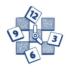 Time. Hand drawn puzzle shape watch vector illustration. Abstract watch face sketch drawing. Time management metaphor. Part of set.