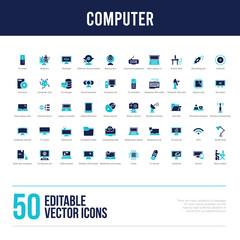 50 computer concept filled icons