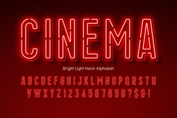Neon light 3d alphabet, extra glowing modern type. - obrazy, fototapety, plakaty