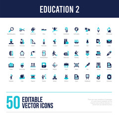 50 education 2 concept filled icons