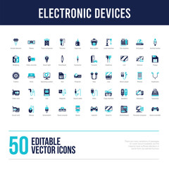 50 electronic devices concept filled icons