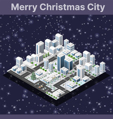 Winter Christmas tree, New Year is an isometric