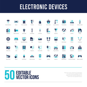 50 electronic devices concept filled icons