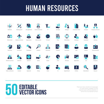 50 human resources concept filled icons