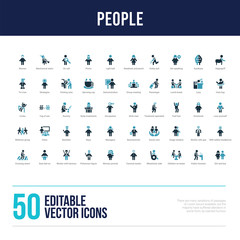 50 people concept filled icons