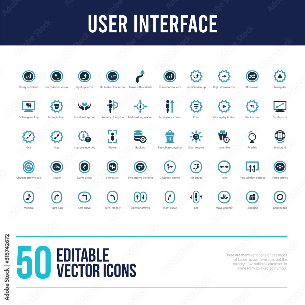 Poster 50 user interface concept filled icons