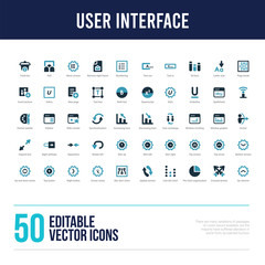 50 user interface concept filled icons