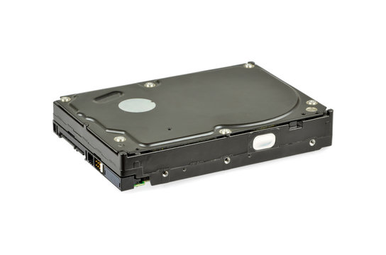 Hard disk computer on white background