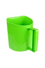 Green empty measuring cup isolated on white background
