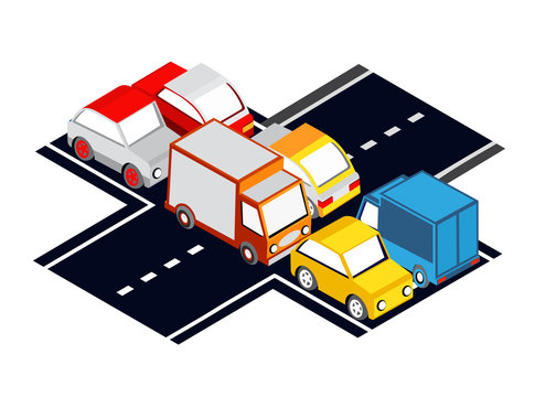 The city intersection traffic jams