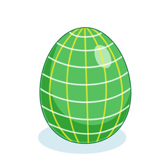 Happy easter! Green easter egg.  In cartoon style. Isolated on white background. Vector illustration.