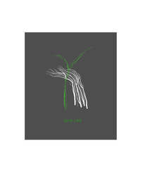 new forest logo, Human hand looks like tree with green sprout, help the tree creative concept, save the forest idea,