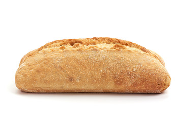 Freshly baked crispy bread rolls, isolated on white background