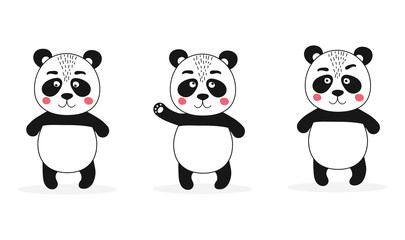 Set of isolated cute panda character
