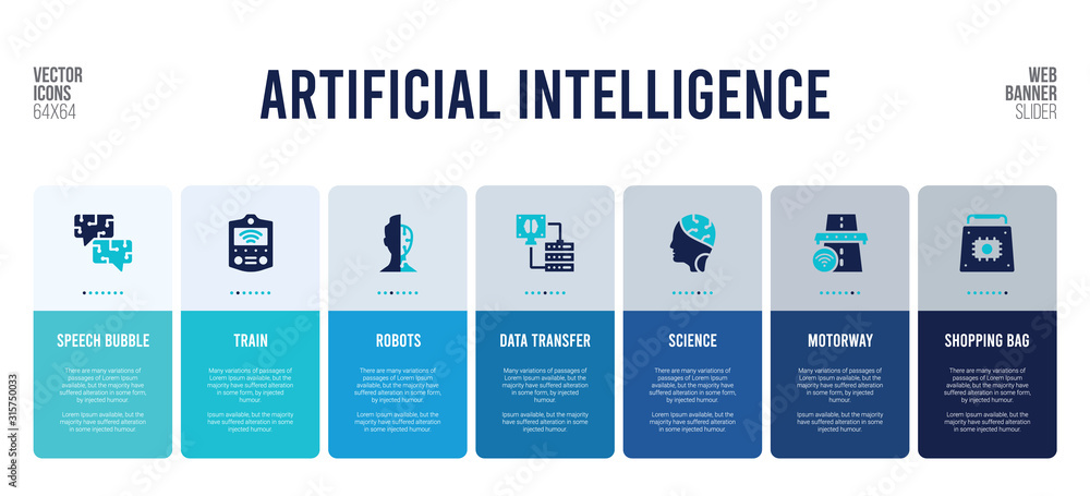 Poster web banner design with artificial intelligence concept elements.